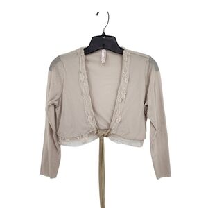 Sweet Pea Women's Vintage Y2K Sheer Tie Front Crop Cardigan Sz Large